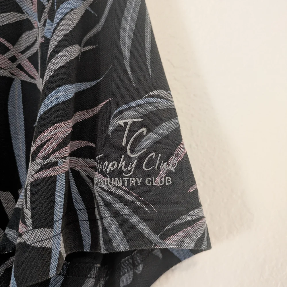 Travis Mathew Pima Cotton Blend Black Tropical Print Golf Polo - Picture 5 of 8